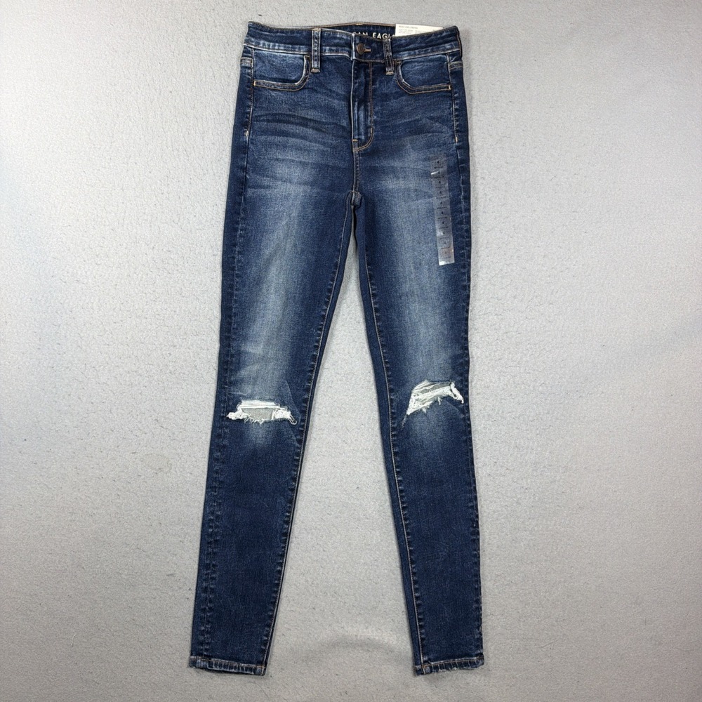 AMERICAN EAGLE Super Hi-Rise DISTRESSED Jegging Women 4 Next Level STRETCH NWT